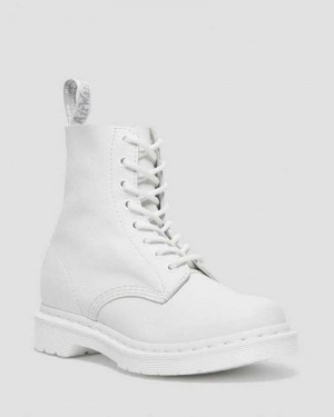 Dr Martens 1460 Pascal Mono Lace Up Boots White | 72CJXYVZA