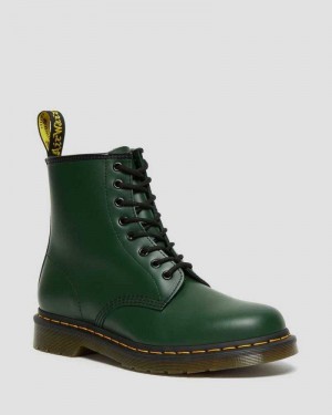 Dr Martens 1460 Smooth Leather Lace Up Boots Green | 70SLPQMRN