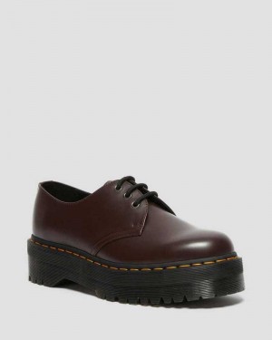 Dr Martens 1461 Smooth Leather Platform Shoes Burgundy | 70PCZHXJN
