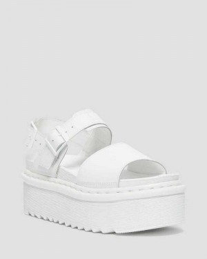 Dr Martens Voss Mono Leather Platform Strap Sandals White | 28ATCJNSR